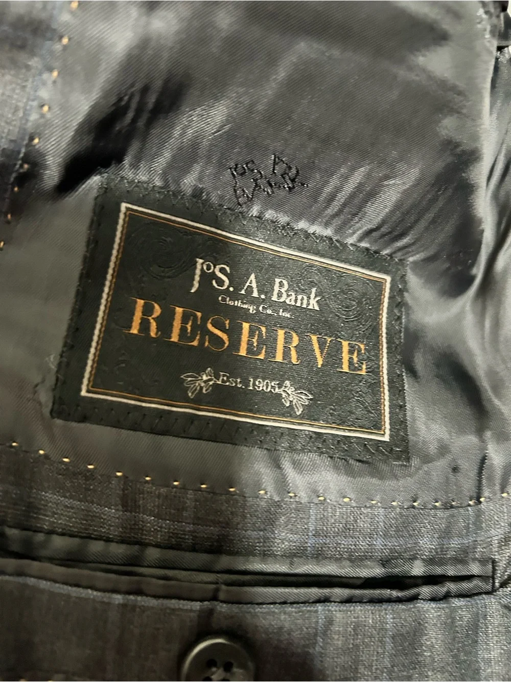 Jos A Bank Reserve Super 150s Plaid Blazer Gray Size 46R
